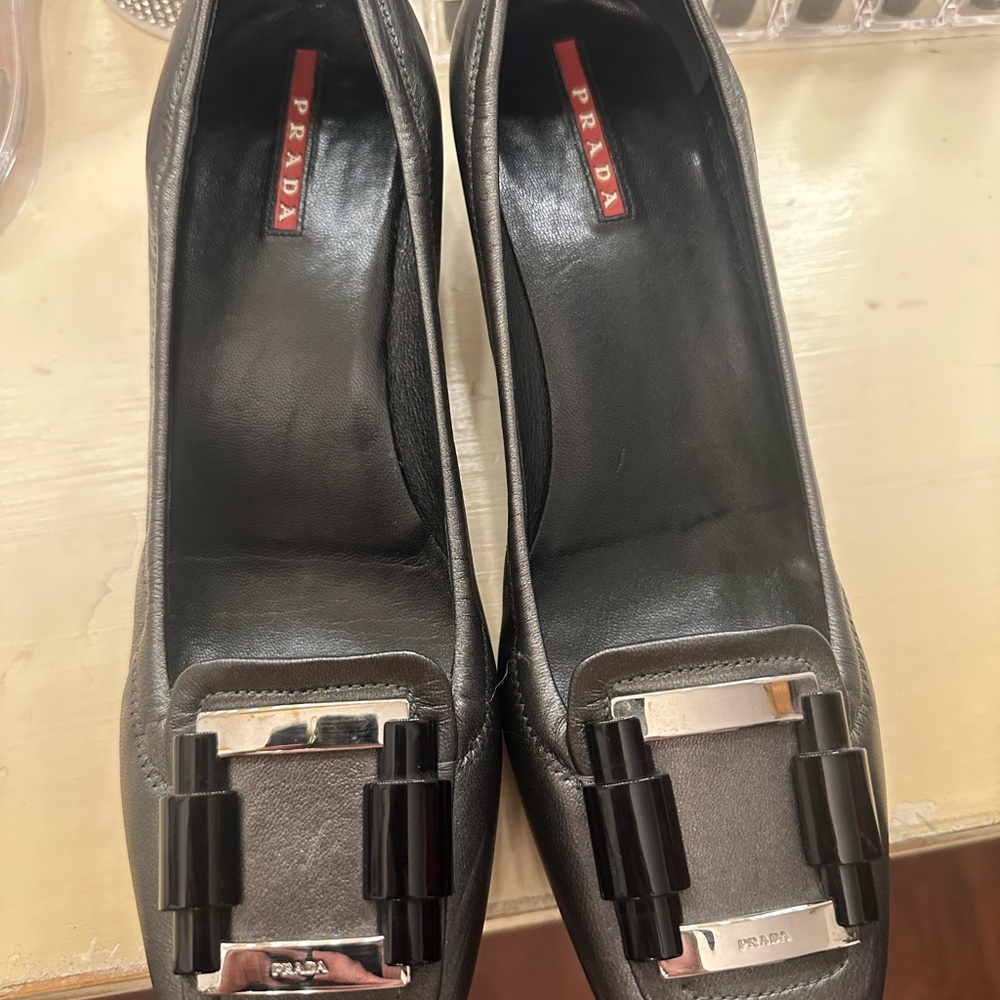 Women’s Prada Metallic Black Loafers - Picture 12 of 16